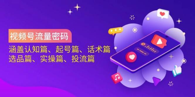 视频号流量密码：涵盖认知篇、起号篇、话术篇、选品篇、实操篇、投流篇网赚项目-副业赚钱-互联网创业-独家轻创IP星泽云创