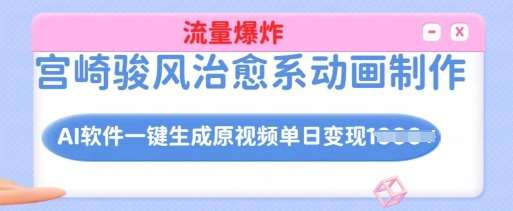 宫崎骏风治愈系动画制作，AI软件一键生成原创视频流量爆炸，单日变现多张，详细实操流程网赚项目-副业赚钱-互联网创业-独家轻创IP星泽云创
