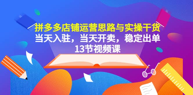 拼多多店铺运营思路与实操干货，当天入驻，当天开卖，稳定出单（13节课）网赚项目-副业赚钱-互联网创业-独家轻创IP星泽云创