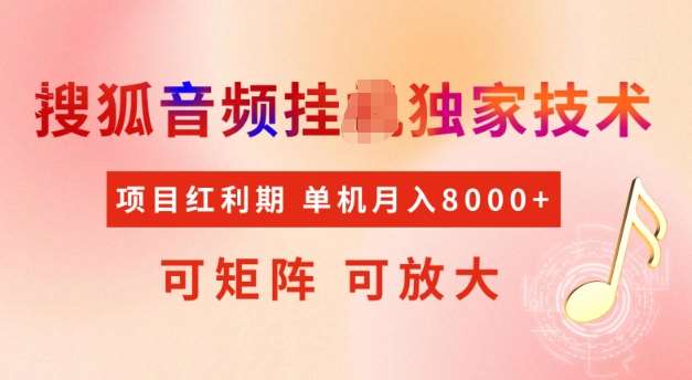 首发搜狐音频挂JI，项目红利期，可矩阵可放大，稳定月入5k【揭秘】网赚项目-副业赚钱-互联网创业-独家轻创IP星泽云创