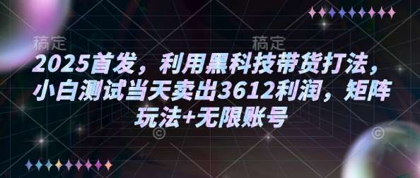 2025首发，利用黑科技带货打法，小白测试当天卖出3612利润，矩阵玩法+无限账号【揭秘】网赚项目-副业赚钱-互联网创业-独家轻创IP星泽云创