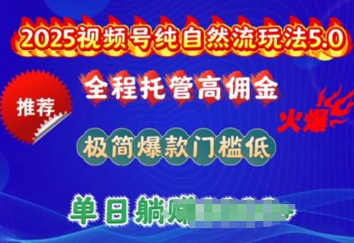 2025视频号纯自然流玩法5.0，全程托管高佣金，极简爆款门槛低，单日收益多张【揭秘】网赚项目-副业赚钱-互联网创业-独家轻创IP星泽云创