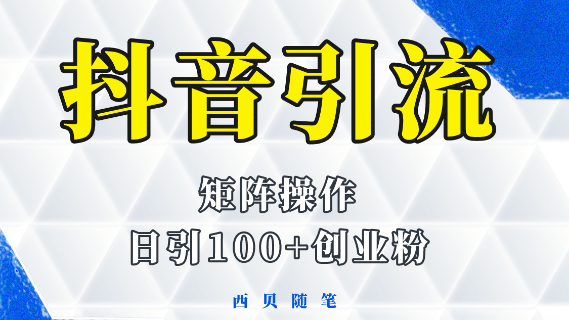 抖音引流术，矩阵操作，一天能引100多创业粉网赚项目-副业赚钱-互联网创业-独家轻创IP星泽云创