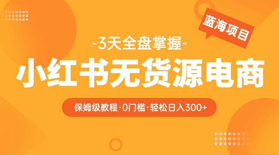 2023小红书无货源电商【保姆级教程从0到日入300】爆单3W网赚项目-副业赚钱-互联网创业-独家轻创IP星泽云创