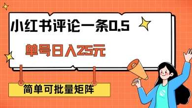 小红书评论一条0.5元 单账号一天可得25元 可矩阵操作 简单无脑靠谱【揭秘】网赚项目-副业赚钱-互联网创业-独家轻创IP星泽云创