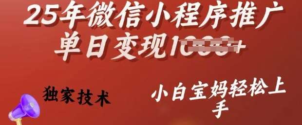 25年微信小程序推广单日变现多张，独家技术，小白宝妈轻松上手【揭秘】网赚项目-副业赚钱-互联网创业-独家轻创IP星泽云创