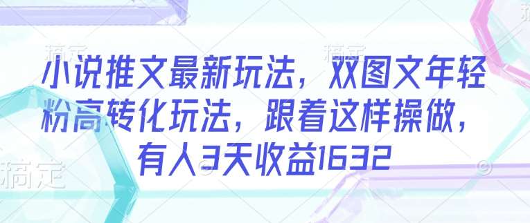 小说推文最新玩法，双图文年轻粉高转化玩法，跟着这样操做，有人3天收益1632网赚项目-副业赚钱-互联网创业-独家轻创IP星泽云创