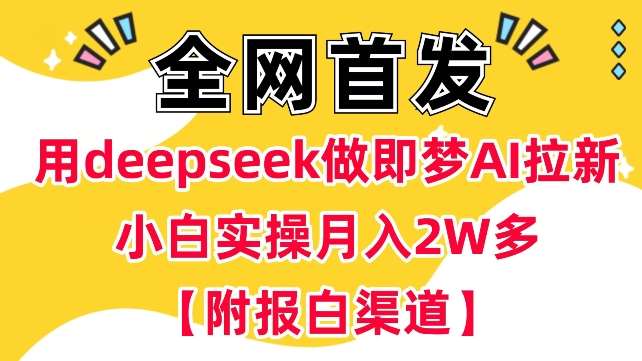用deepseek做即梦Ai拉新 小白实操月入过W+【附报白渠道】网赚项目-副业赚钱-互联网创业-独家轻创IP星泽云创