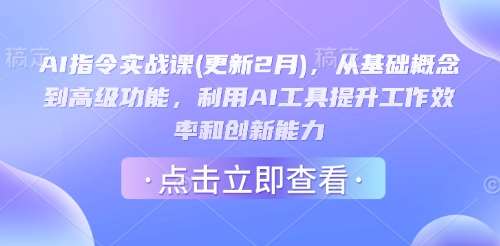 AI指令实战课(更新2月)，从基础概念到高级功能，利用AI工具提升工作效率和创新能力网赚项目-副业赚钱-互联网创业-独家轻创IP星泽云创