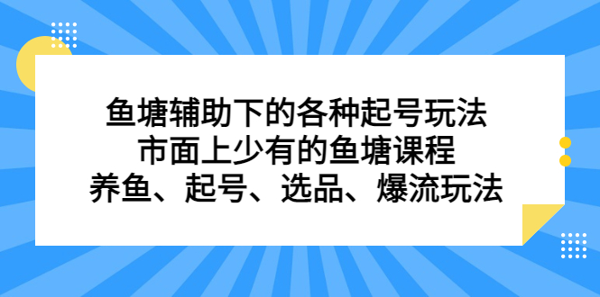 鱼塘辅助下的各种起号玩法，市面上少有的鱼塘课程，养鱼、起号、选品、爆流玩法网赚项目-副业赚钱-互联网创业-独家轻创IP星泽云创