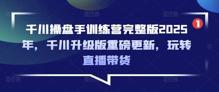 千川操盘手训练营完整版2025年，千川升级版重磅更新，玩转直播带货网赚项目-副业赚钱-互联网创业-独家轻创IP星泽云创