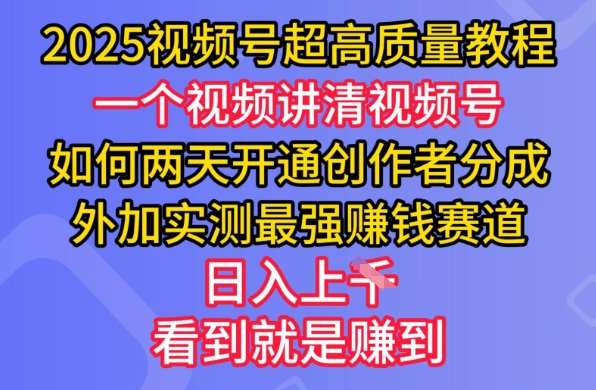 2025视频号超高质量教程，两天开通创作者分成，外加实测最强挣钱赛道，日入多张网赚项目-副业赚钱-互联网创业-独家轻创IP星泽云创