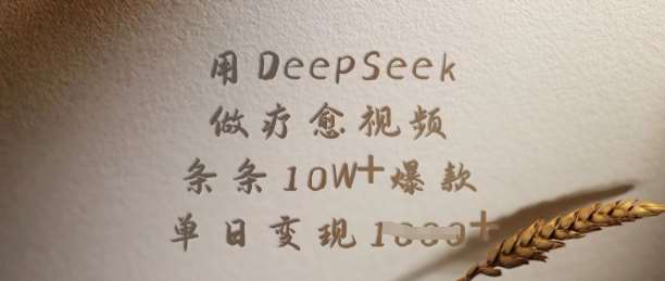 用DeepSeek做疗愈视频，条条10W+爆款，单日变现多张网赚项目-副业赚钱-互联网创业-独家轻创IP星泽云创