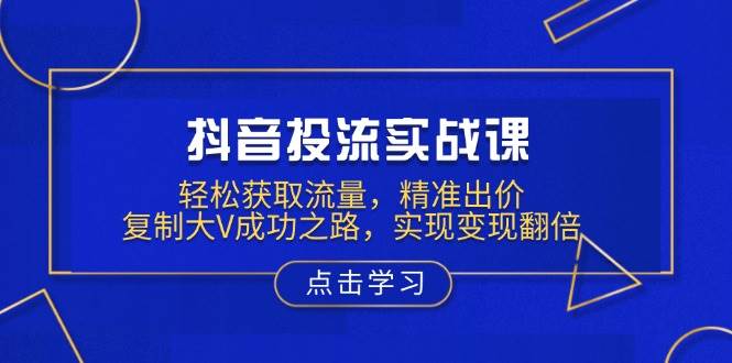 （13954期）抖音投流实战课，轻松获取流量，精准出价，复制大V成功之路，实现变现翻倍网赚项目-副业赚钱-互联网创业-独家轻创IP星泽云创