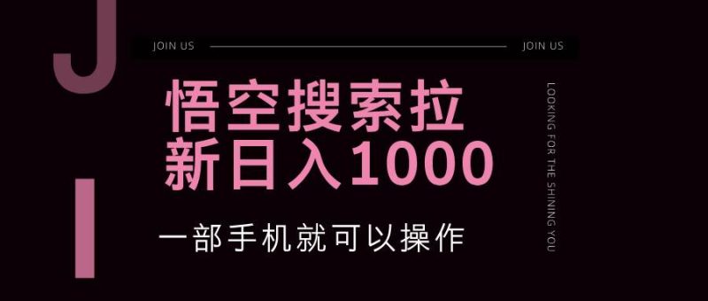 (12717期)悟空搜索类拉新 蓝海项目 一部手机就可以操作 教程非常详细网赚项目-副业赚钱-互联网创业-独家轻创IP星泽云创