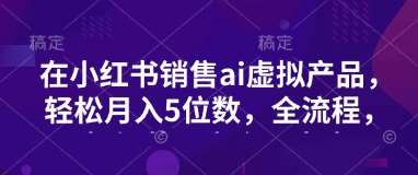 小红书销售ai虚拟产品，轻松月入5位数，全流程，超细节变现过程，完全无卡点网赚项目-副业赚钱-互联网创业-独家轻创IP星泽云创