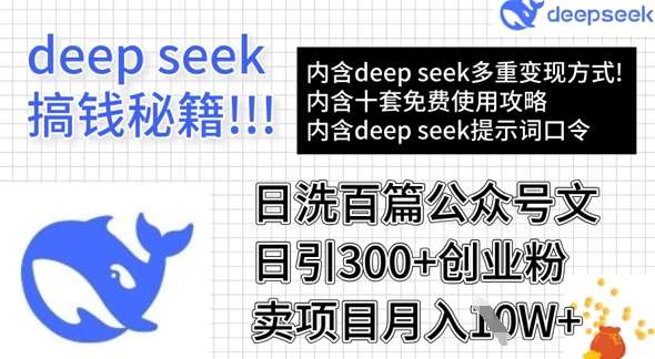 用DeepSeek日洗百篇公众号文章，轻松日引300+创业粉，卖项目月入1w+网赚项目-副业赚钱-互联网创业-独家轻创IP星泽云创