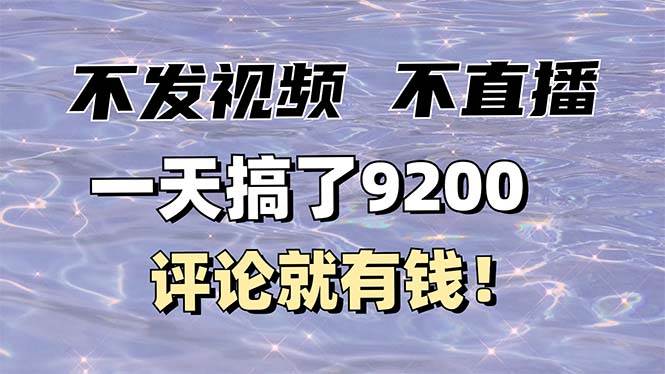 （14018期）不发作品不直播，评论就有钱，一条最高10块，一天搞了9200网赚项目-副业赚钱-互联网创业-独家轻创IP星泽云创