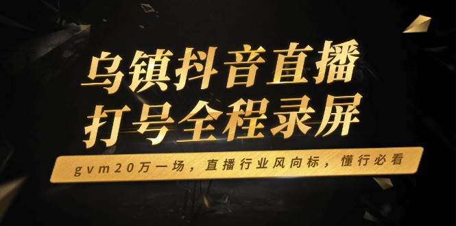（14014期）乌镇抖音直播打号全程录屏，gvm20万一场，直播行业风向标，懂行必看网赚项目-副业赚钱-互联网创业-独家轻创IP星泽云创
