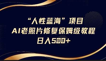 人性蓝海AI老照片修复项目保姆级教程，长期复购，轻松日入5张网赚项目-副业赚钱-互联网创业-独家轻创IP星泽云创