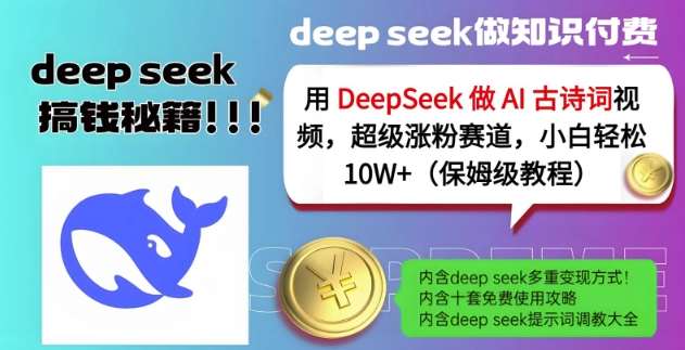 用DeepSeek做AI古诗词视频，超级涨粉赛道，小白轻松涨粉10W+(保姆级教程)网赚项目-副业赚钱-互联网创业-独家轻创IP星泽云创