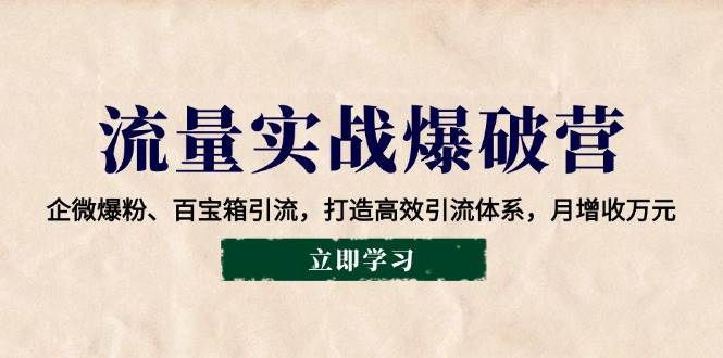 （14039期）流量实战爆破营：企微爆粉、百宝箱引流，打造高效引流体系，月增收万元网赚项目-副业赚钱-互联网创业-独家轻创IP星泽云创