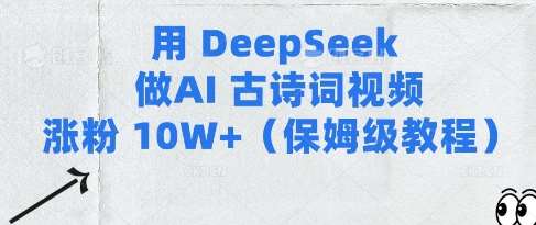 用Deepseek做AI古诗词视频涨粉10W+(保姆级教程)网赚项目-副业赚钱-互联网创业-独家轻创IP星泽云创