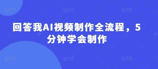 回答我AI视频制作全流程，5分钟学会制作网赚项目-副业赚钱-互联网创业-独家轻创IP星泽云创