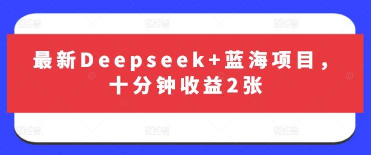 最新Deepseek+蓝海项目，十分钟收益2张网赚项目-副业赚钱-互联网创业-独家轻创IP星泽云创