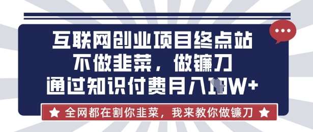 互联网创业尽头-不做韭菜，做镰刀，通过知识付费月入10个【揭秘】网赚项目-副业赚钱-互联网创业-独家轻创IP星泽云创