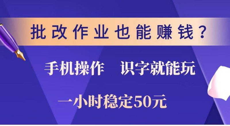 （14285期）批改作业也能赚钱？0门槛手机项目，识字就能玩！一小时稳定50元！网赚项目-副业赚钱-互联网创业-独家轻创IP星泽云创