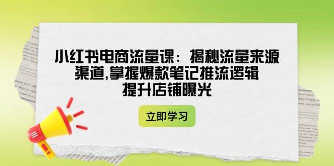 （14318期）小红书电商流量课：揭秘流量来源渠道,掌握爆款笔记推流逻辑,提升店铺曝光网赚项目-副业赚钱-互联网创业-独家轻创IP星泽云创