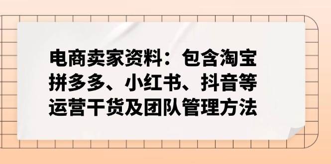 （14354期）电商卖家资料：包含淘宝、拼多多、小红书、抖音等运营干货及团队管理方法网赚项目-副业赚钱-互联网创业-独家轻创IP星泽云创