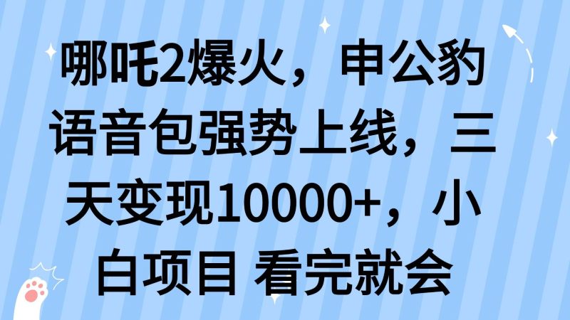 （14397期）哪吒2爆火，利用这波热度，申公豹语音包强势上线，三天变现10…网赚项目-副业赚钱-互联网创业-独家轻创IP星泽云创