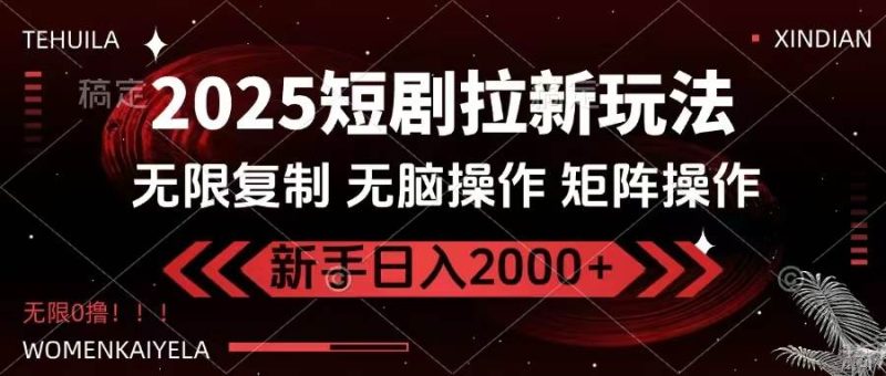 （14429期）2025短剧拉新玩法，无需注册登录，无限0撸，无脑批量操作日入2000+网赚项目-副业赚钱-互联网创业-独家轻创IP星泽云创