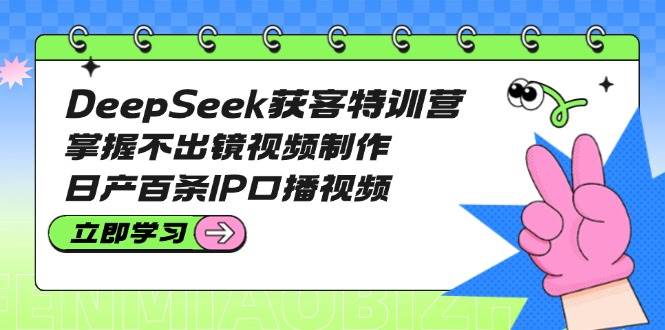 （14544期）DeepSeek获客特训营：掌握不出镜视频制作，日产百条IP口播视频网赚项目-副业赚钱-互联网创业-独家轻创IP星泽云创