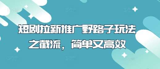 短剧拉新推广野路子玩法之截流，简单又高效网赚项目-副业赚钱-互联网创业-独家轻创IP星泽云创