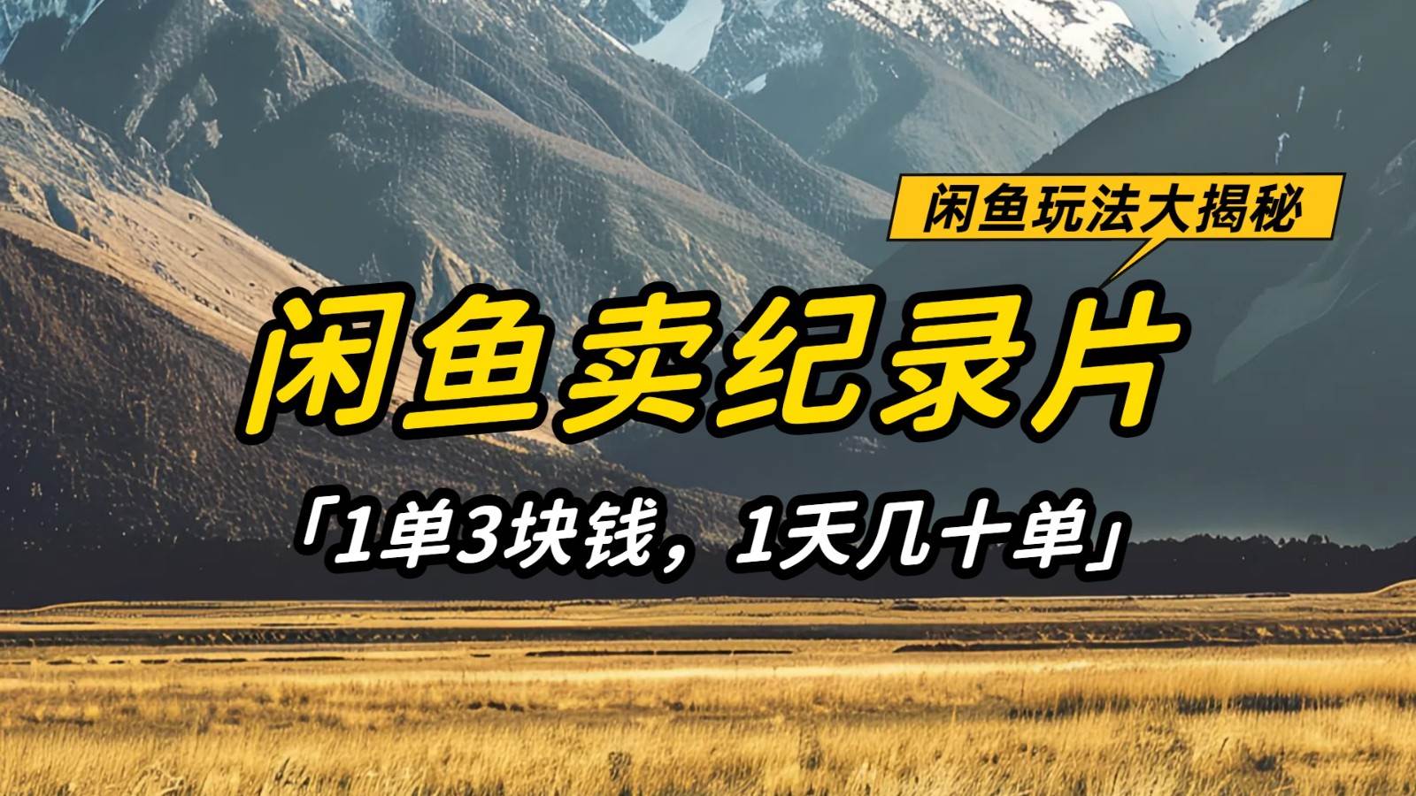 闲鱼卖纪录片，简单又赚钱的小项目，1单3块钱  1天几十单网赚项目-副业赚钱-互联网创业-独家轻创IP星泽云创