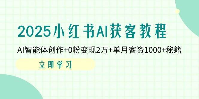 2025小红书AI获客教程：AI智能体创作+0粉变现2万+单月客资1000+秘籍网赚项目-副业赚钱-互联网创业-独家轻创IP星泽云创