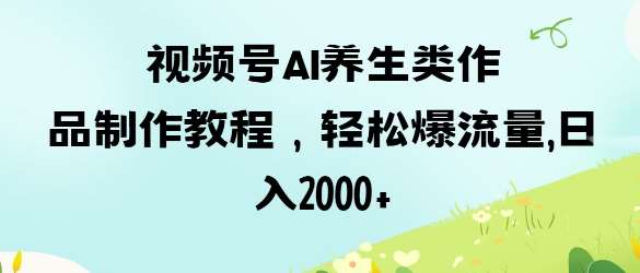视频号ai养生类作品制作教程，轻松爆流量，日入数张网赚项目-副业赚钱-互联网创业-独家轻创IP星泽云创