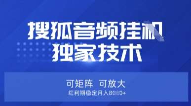【搜狐音频挂G】独家技术，可矩阵可放大，红利期稳定月入8k【揭秘】网赚项目-副业赚钱-互联网创业-独家轻创IP星泽云创