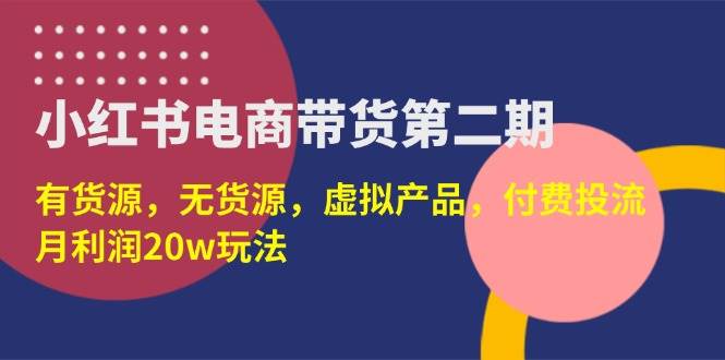 （14186期）小红书电商带货第二期，有货源，无货源，虚拟产品，付费投流，月利润20w网赚项目-副业赚钱-互联网创业-独家轻创IP星泽云创