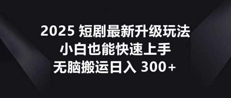 2025短剧最新升级玩法，小白也能快速上手，无脑搬运日入300+网赚项目-副业赚钱-互联网创业-独家轻创IP星泽云创