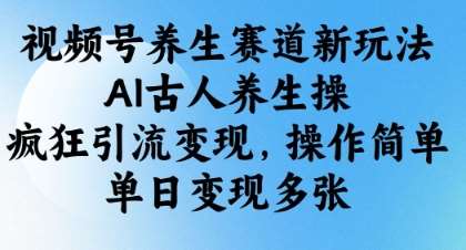 视频号养生赛道新玩法，AI古人养生操，疯狂引流变现，操作简单，单日变现多张网赚项目-副业赚钱-互联网创业-独家轻创IP星泽云创