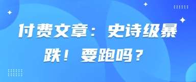 付费文章：史诗级暴跌！要跑吗？网赚项目-副业赚钱-互联网创业-独家轻创IP星泽云创