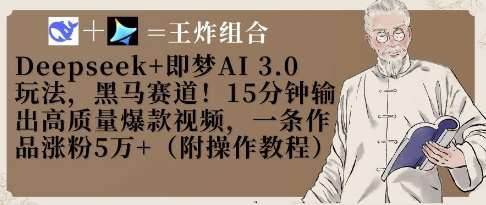 Deepseek+即梦AI3.0玩法，黑马赛道！15分钟输出高质量爆款视频，一条作品涨粉5W+网赚项目-副业赚钱-互联网创业-独家轻创IP星泽云创