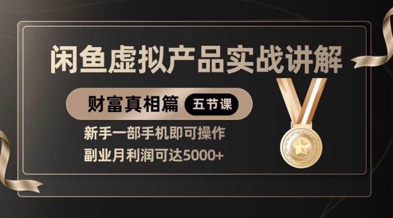 精品闲鱼虚拟产品实战讲解，新手一部手机即可操作，副业月利润可达5000+网赚项目-副业赚钱-互联网创业-独家轻创IP星泽云创