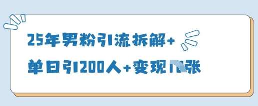 25年男粉引流拆解+单日引200人+变现多张网赚项目-副业赚钱-互联网创业-独家轻创IP星泽云创