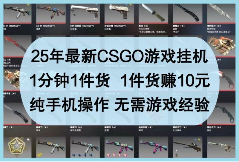 25年最新CSGO游戏挂机，1分钟1件货，1件货赚10元，纯手机操作，无需游戏经验网赚项目-副业赚钱-互联网创业-独家轻创IP星泽云创