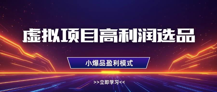 虚拟项目高利润选品方法，单店利润1W+，可多店倍增利润网赚项目-副业赚钱-互联网创业-独家轻创IP星泽云创